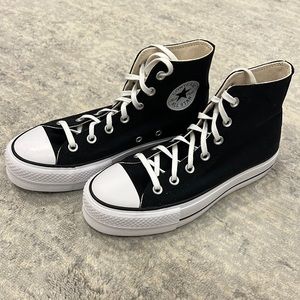 Black high top platform Converse